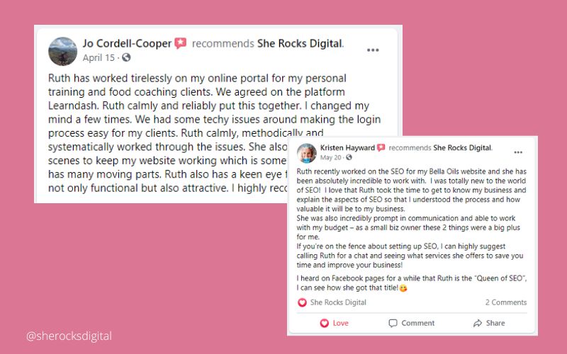 show you are trustworthy with reviews as advised by she rocks digital web designer hobart