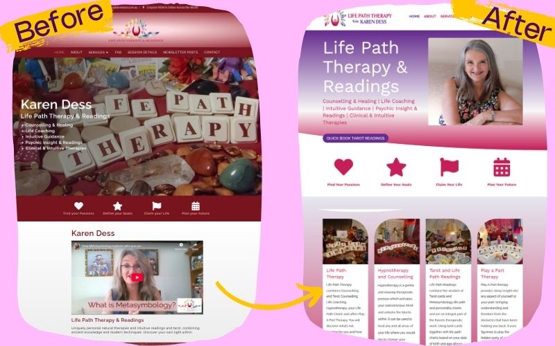 why website not converting before and after website images she rocks digital