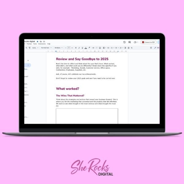 business plan planner my rocking year in business 2026 created by she rocks digital hobart